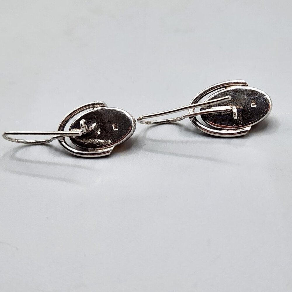 Oval Amber Drop Earrings on Sterling Silver Setting - Picture 7 of 11